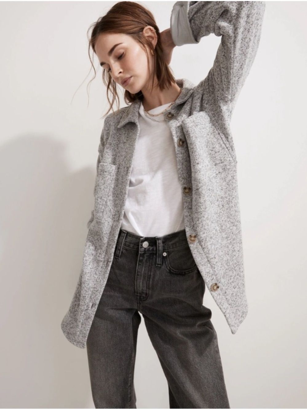 Madewell MWL (Re) Sourced Sweater Fleece shirt jacket.
